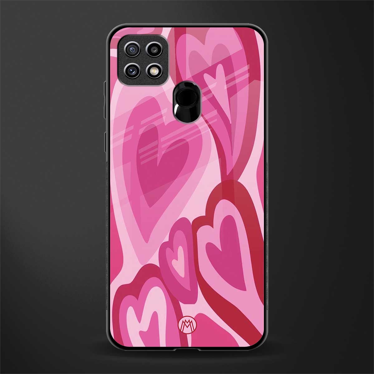 y2k pink hearts glass case for oppo a15s image