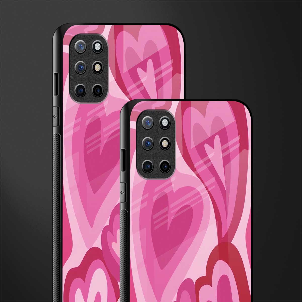 y2k pink hearts glass case for oneplus 8t image-2