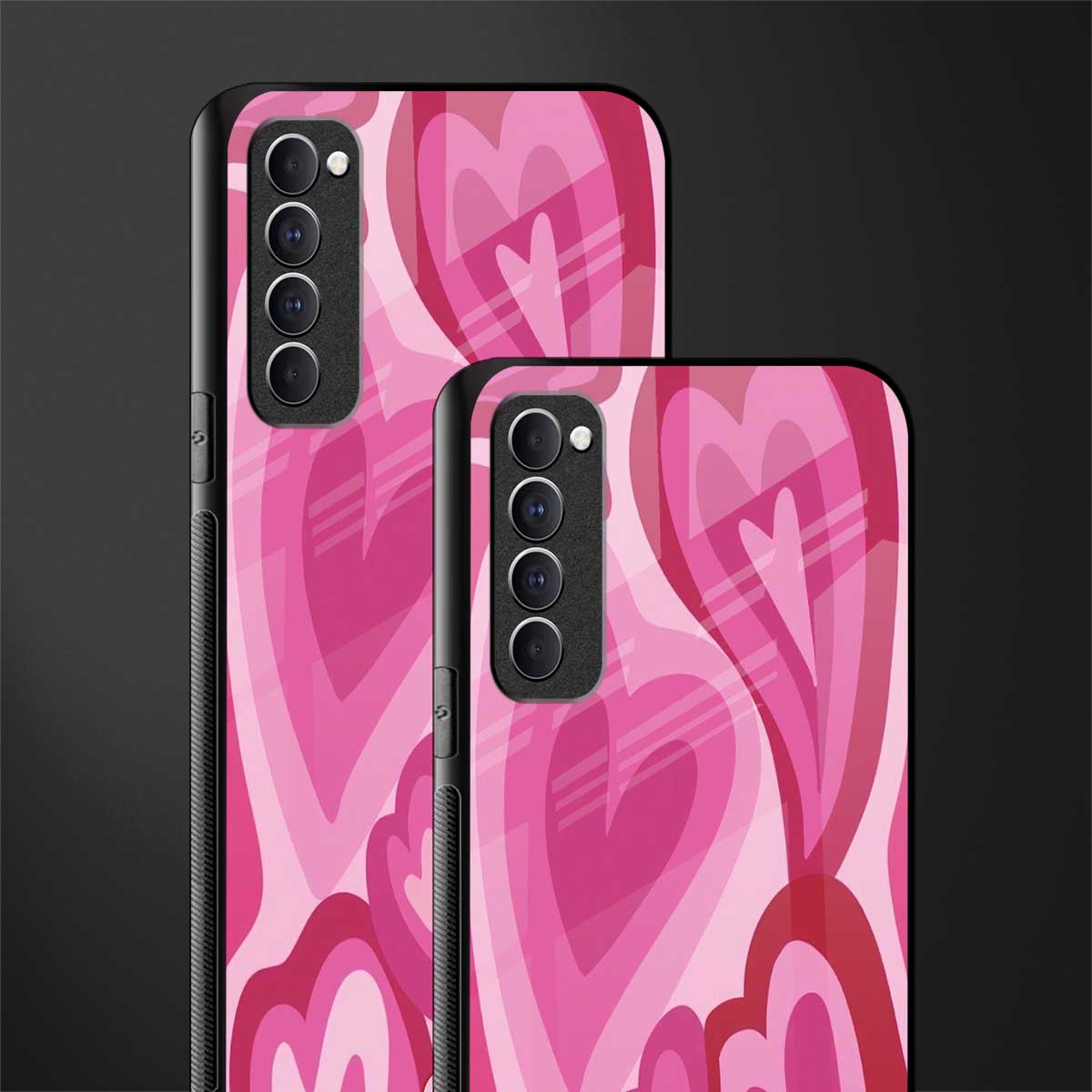 y2k pink hearts glass case for oppo reno 4 pro image-2