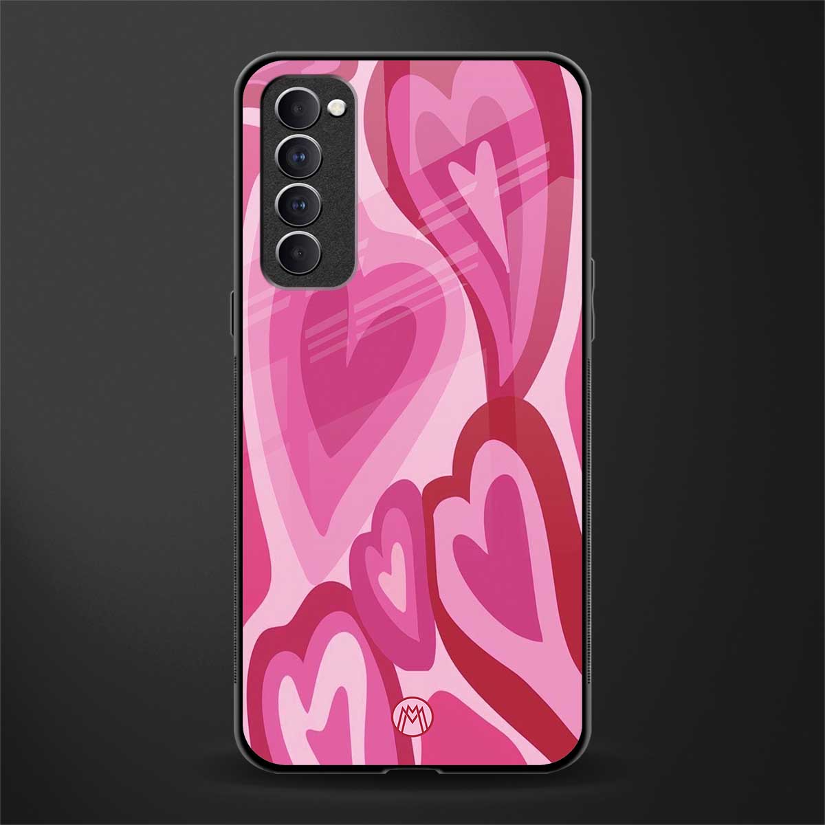 y2k pink hearts glass case for oppo reno 4 pro image