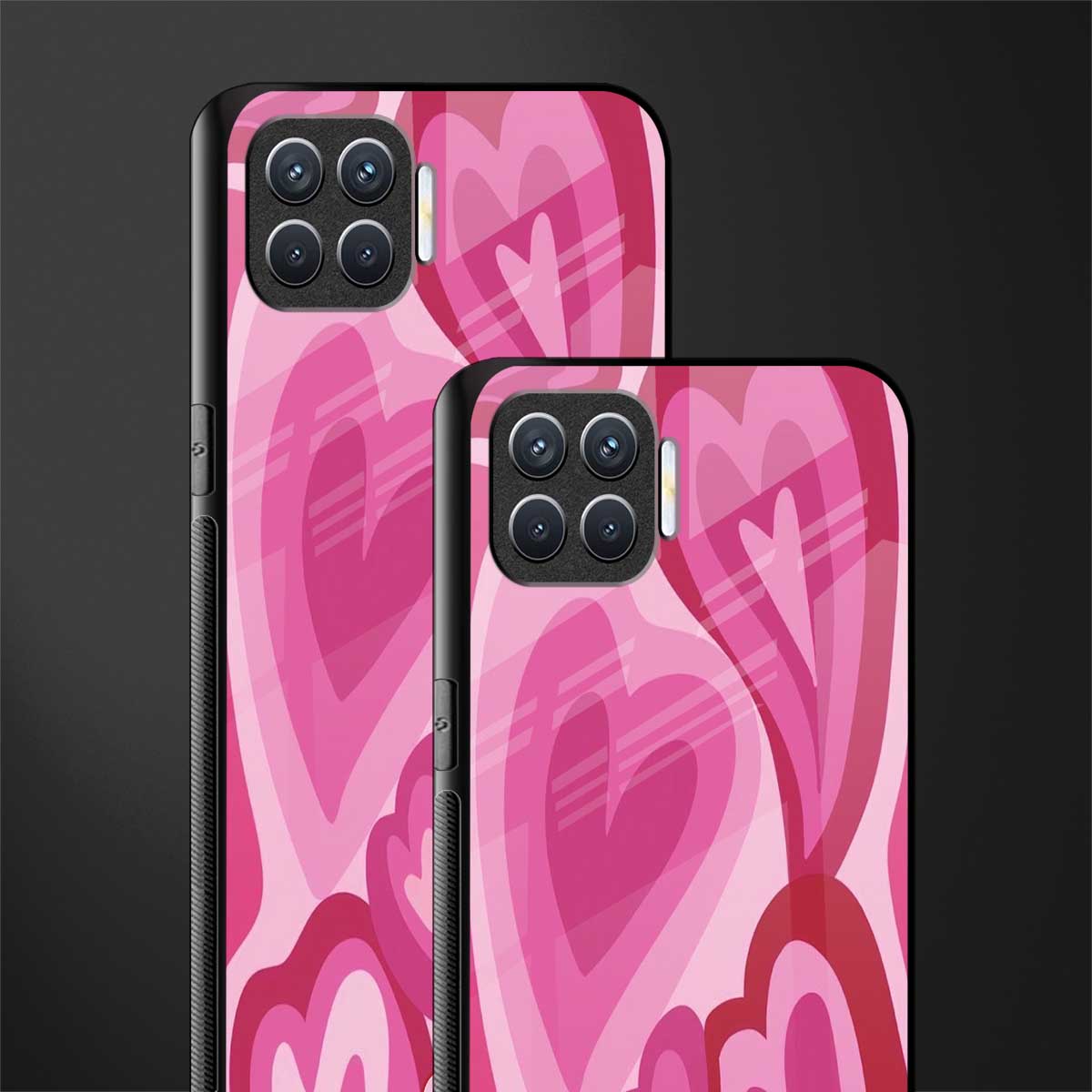 y2k pink hearts glass case for oppo f17 pro image-2