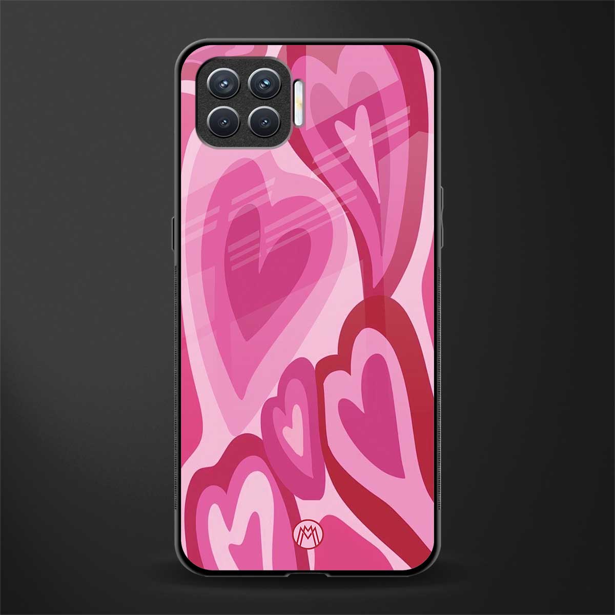 y2k pink hearts glass case for oppo f17 pro image