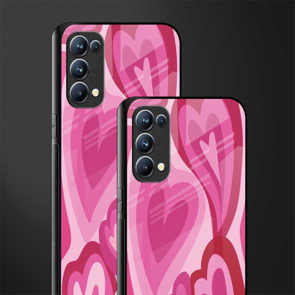 y2k pink hearts glass case for oppo reno 5 pro image-2