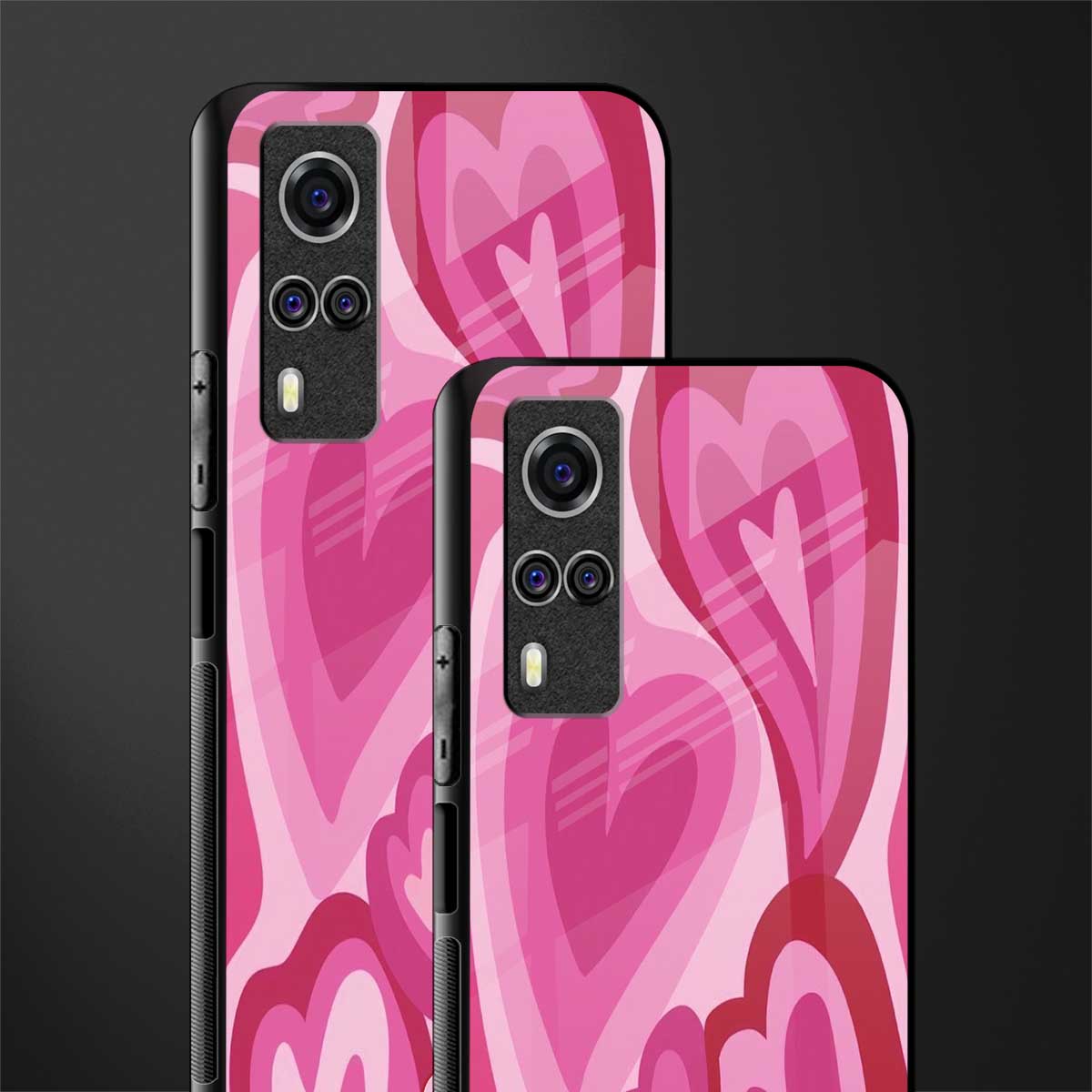 y2k pink hearts glass case for vivo y53s image-2
