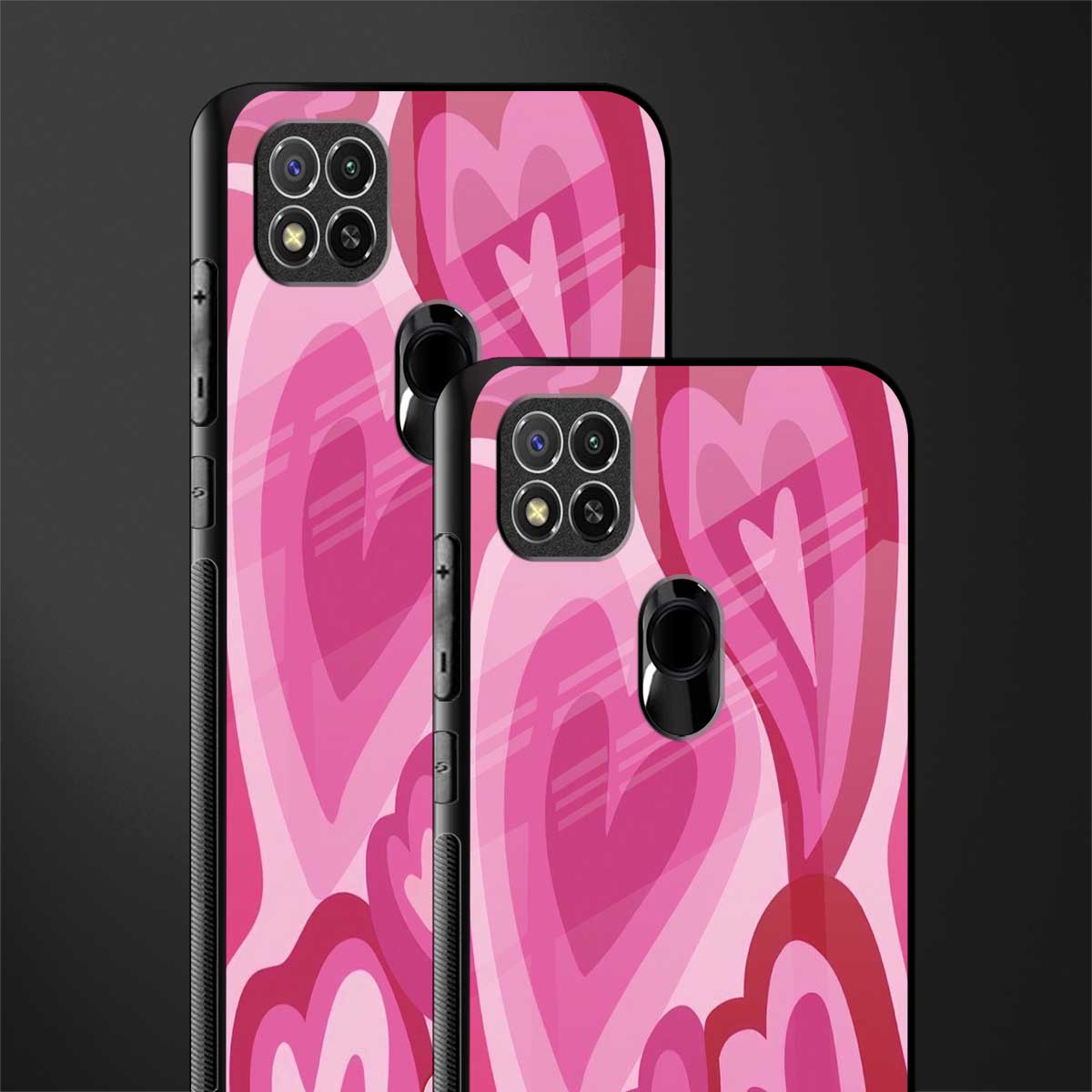y2k pink hearts glass case for redmi 9c image-2