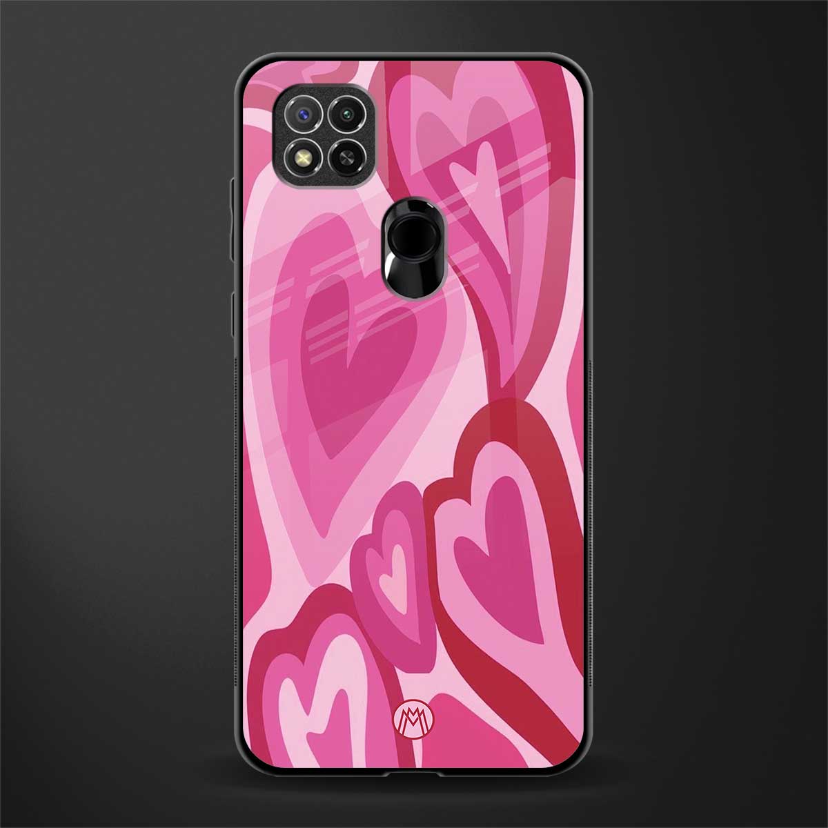 y2k pink hearts glass case for redmi 9c image