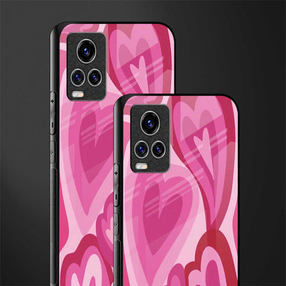 y2k pink hearts glass case for vivo v20 pro image-2