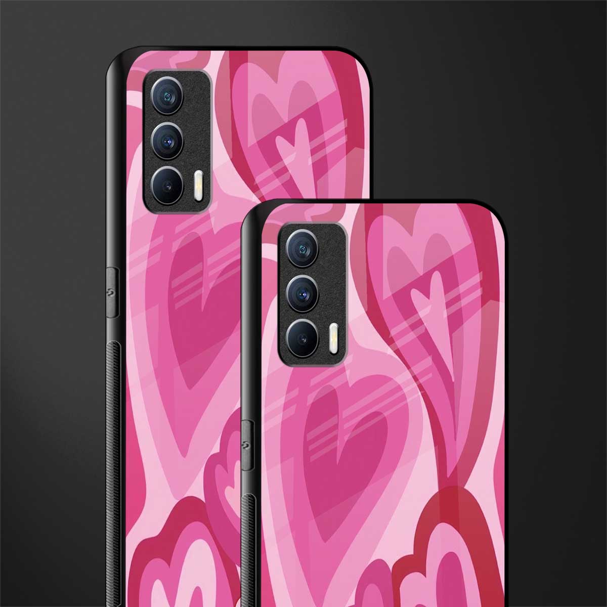 y2k pink hearts glass case for realme x7 image-2