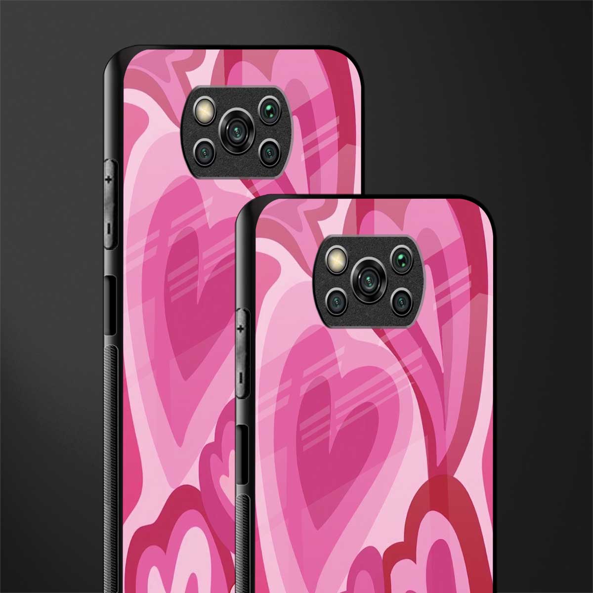 y2k pink hearts glass case for poco x3 image-2