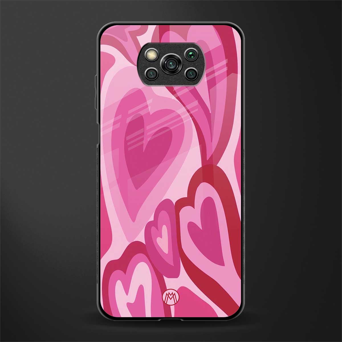 y2k pink hearts glass case for poco x3 image