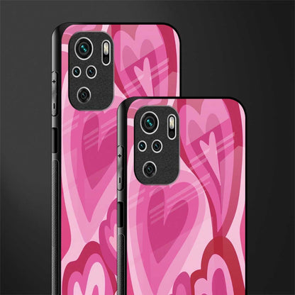 y2k pink hearts glass case for redmi note 10s image-2