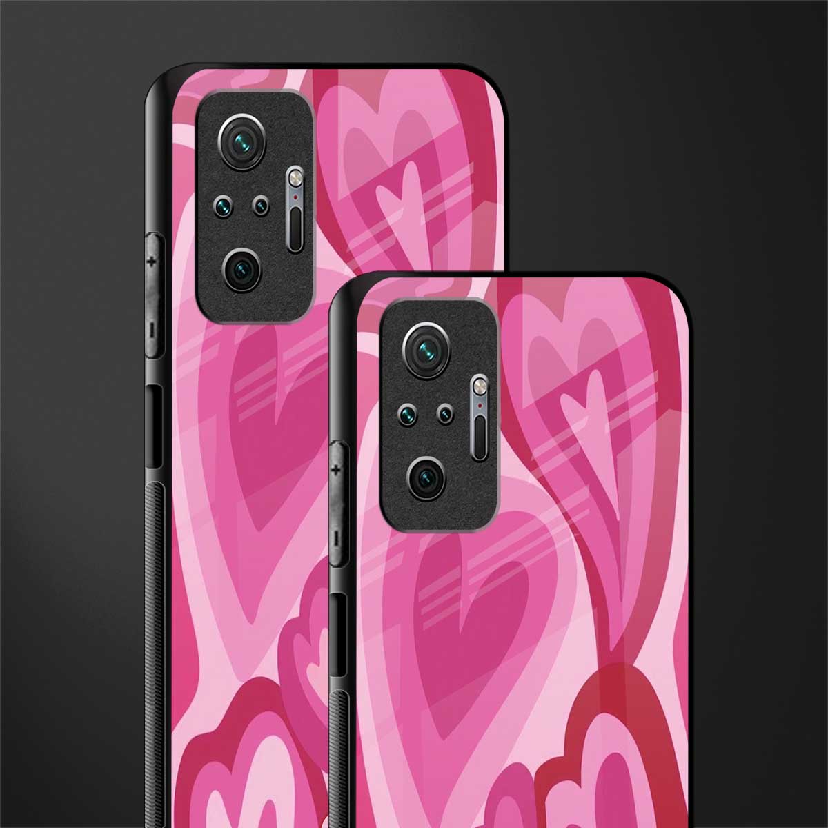 y2k pink hearts glass case for redmi note 10 pro image-2