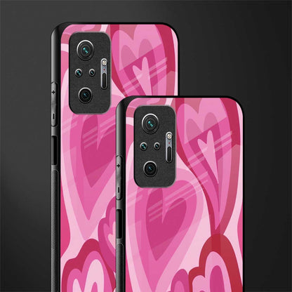 y2k pink hearts glass case for redmi note 10 pro max image-2