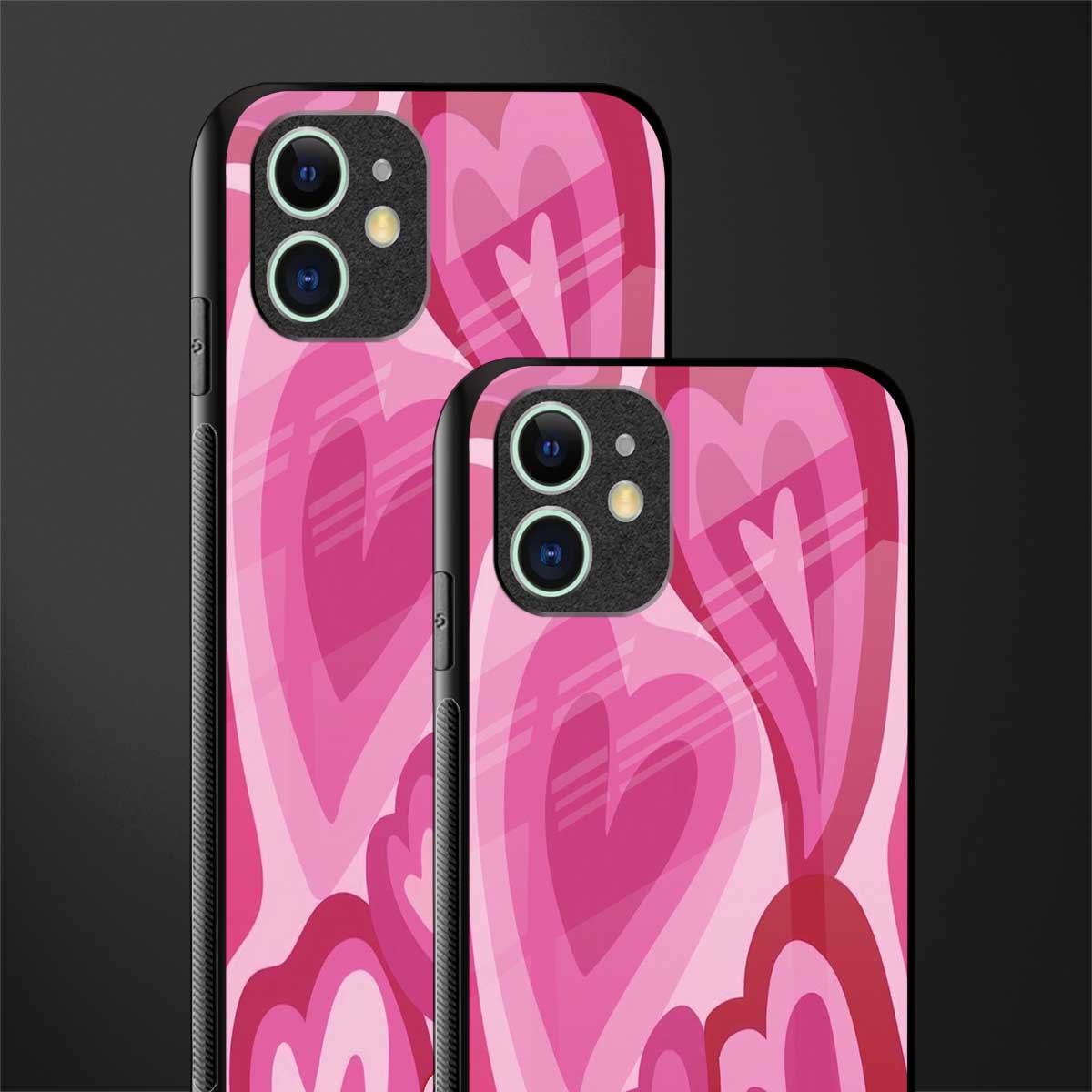 y2k pink hearts glass case for iphone 12 image-2