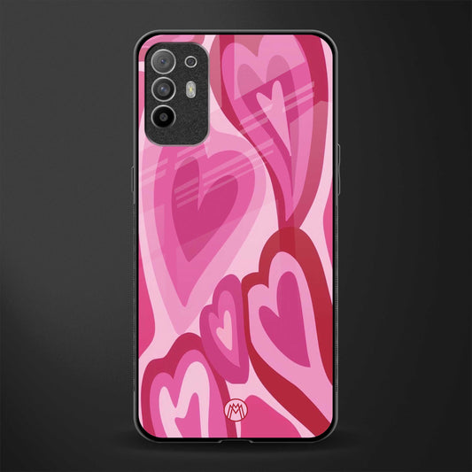 y2k pink hearts glass case for oppo f19 pro plus image