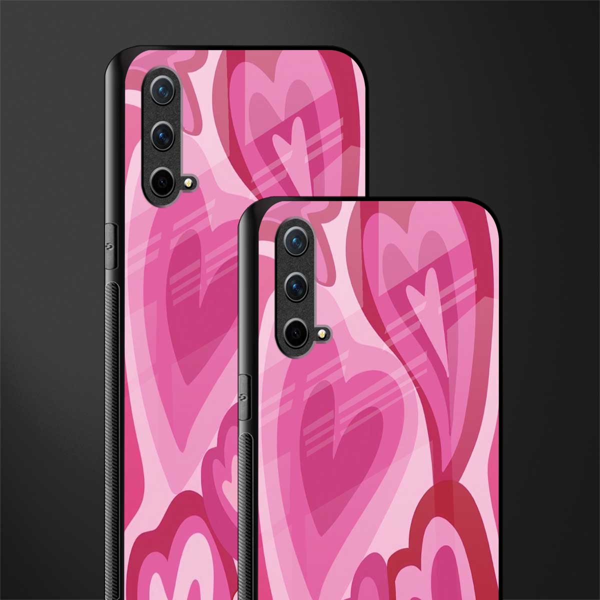 y2k pink hearts glass case for oneplus nord ce 5g image-2