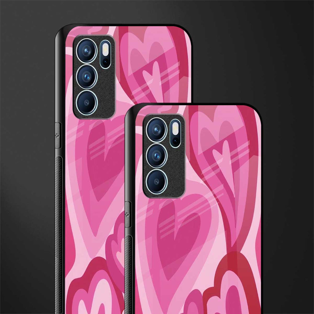 y2k pink hearts glass case for oppo reno6 pro 5g image-2