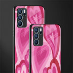 y2k pink hearts glass case for oppo reno6 pro 5g image-2
