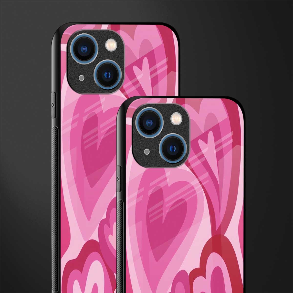 y2k pink hearts glass case for iphone 13 mini image-2