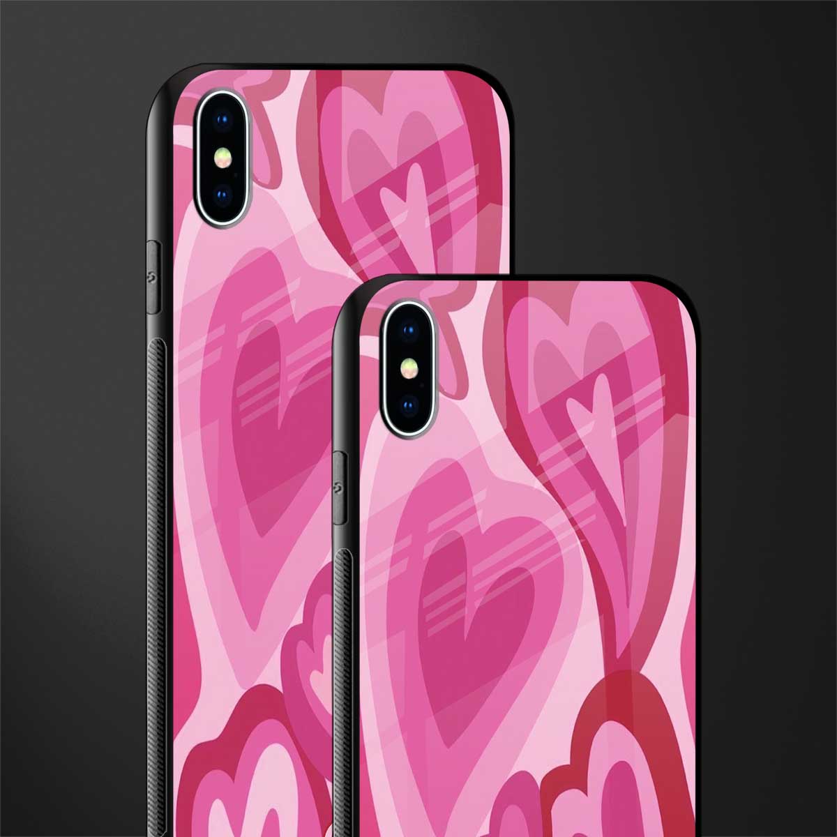 y2k pink hearts glass case for iphone xs max image-2