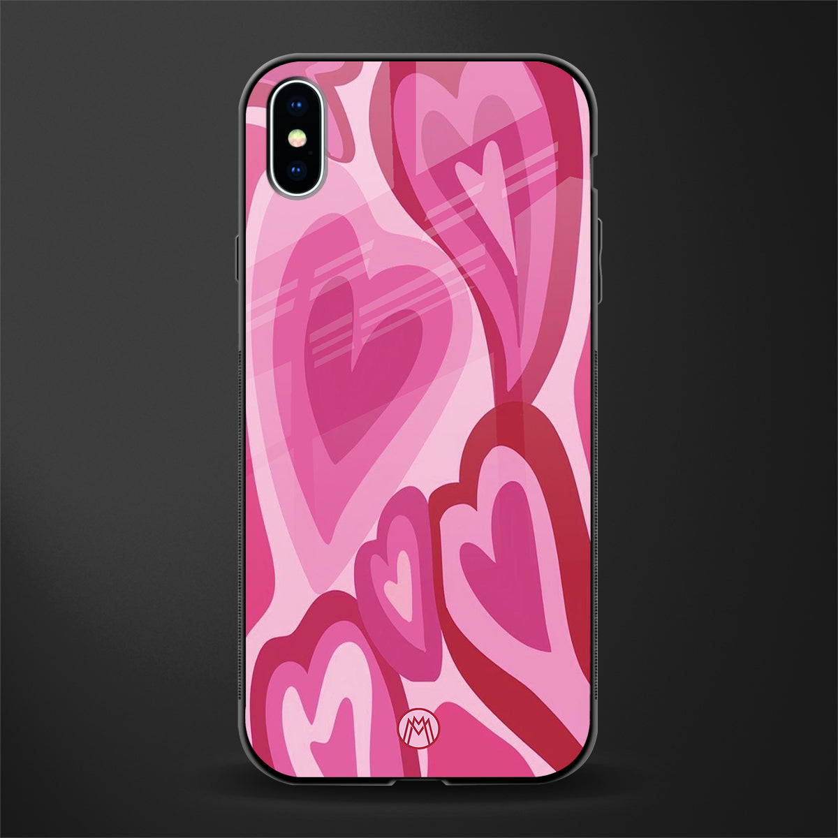 y2k pink hearts glass case for iphone xs max image