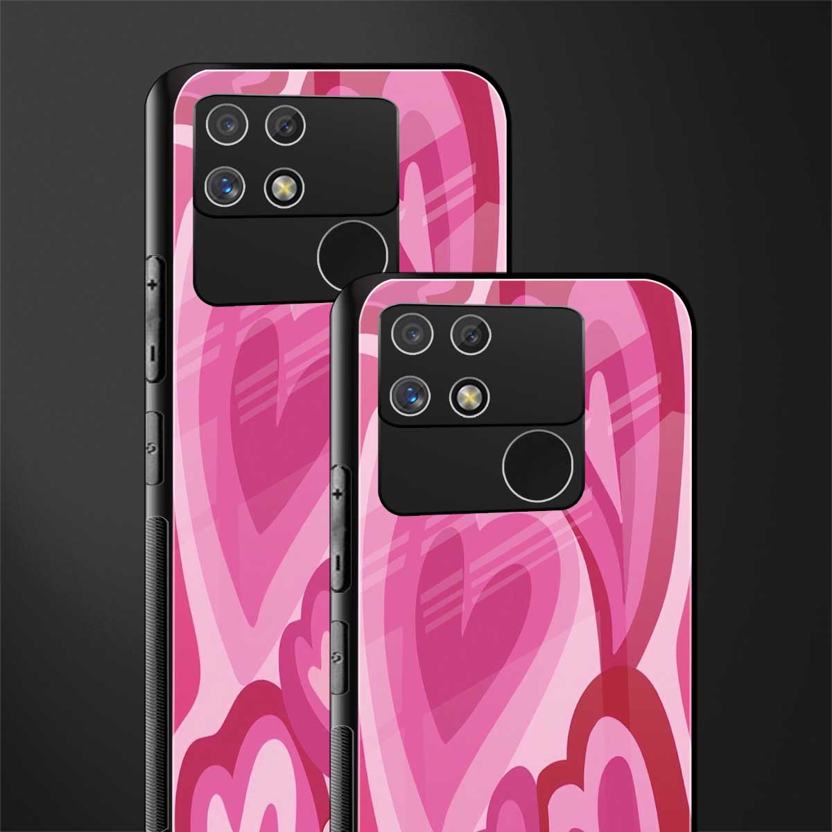 y2k pink hearts back phone cover | glass case for realme narzo 50a