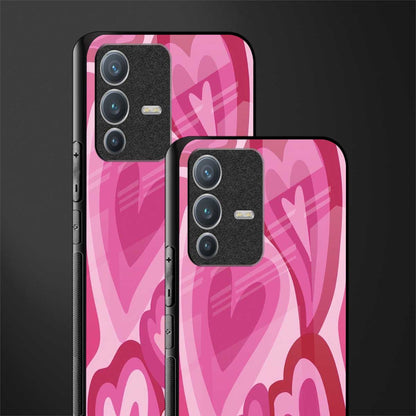 y2k pink hearts glass case for vivo v23 pro 5g image-2