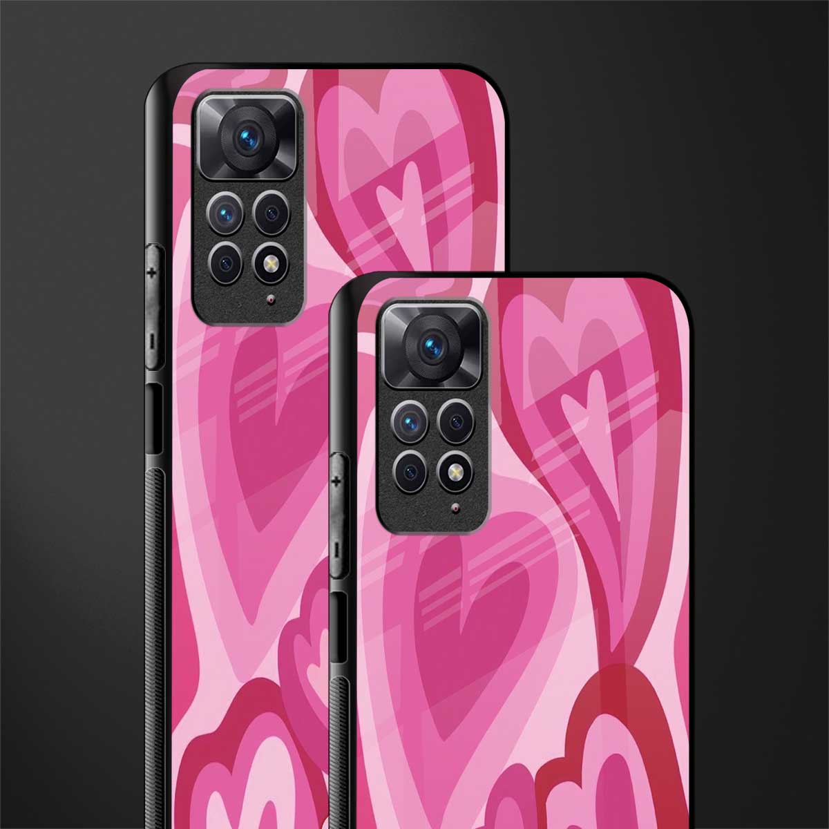 y2k pink hearts back phone cover | glass case for redmi note 11 pro plus 4g/5g