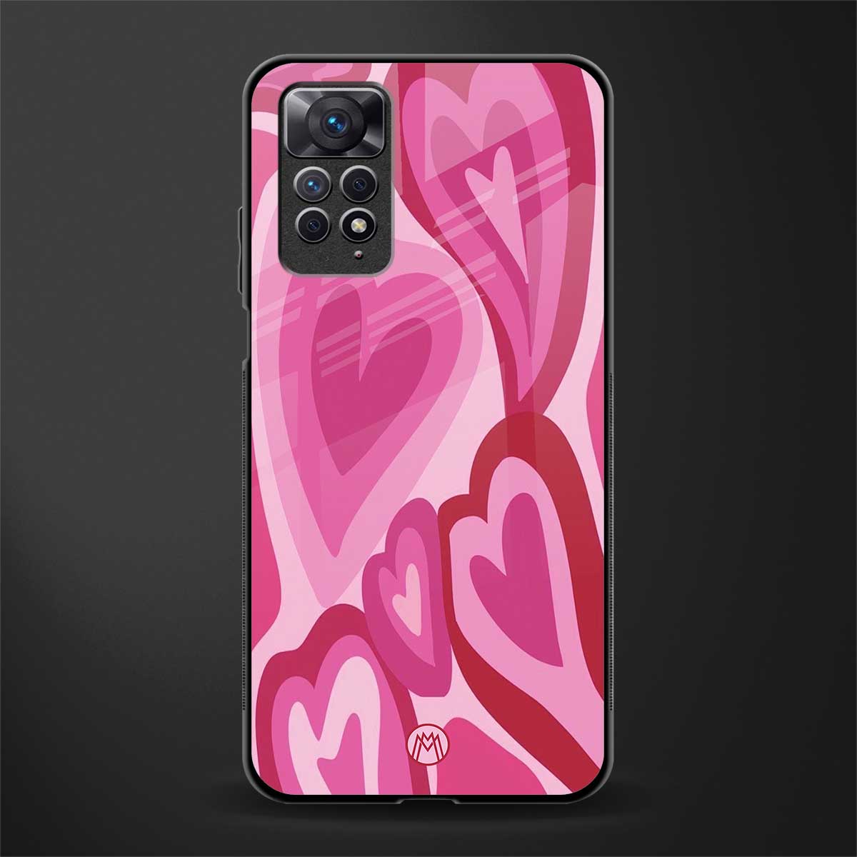 y2k pink hearts back phone cover | glass case for redmi note 11 pro plus 4g/5g