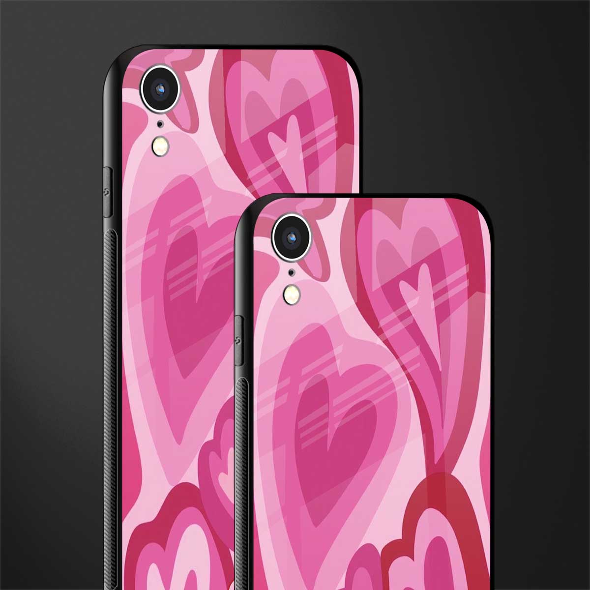 y2k pink hearts glass case for iphone xr image-2