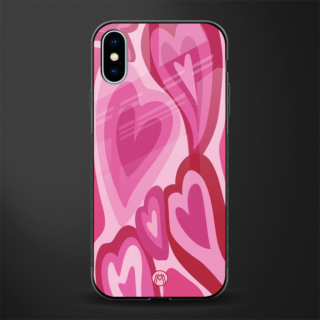 y2k pink hearts glass case for iphone xs image