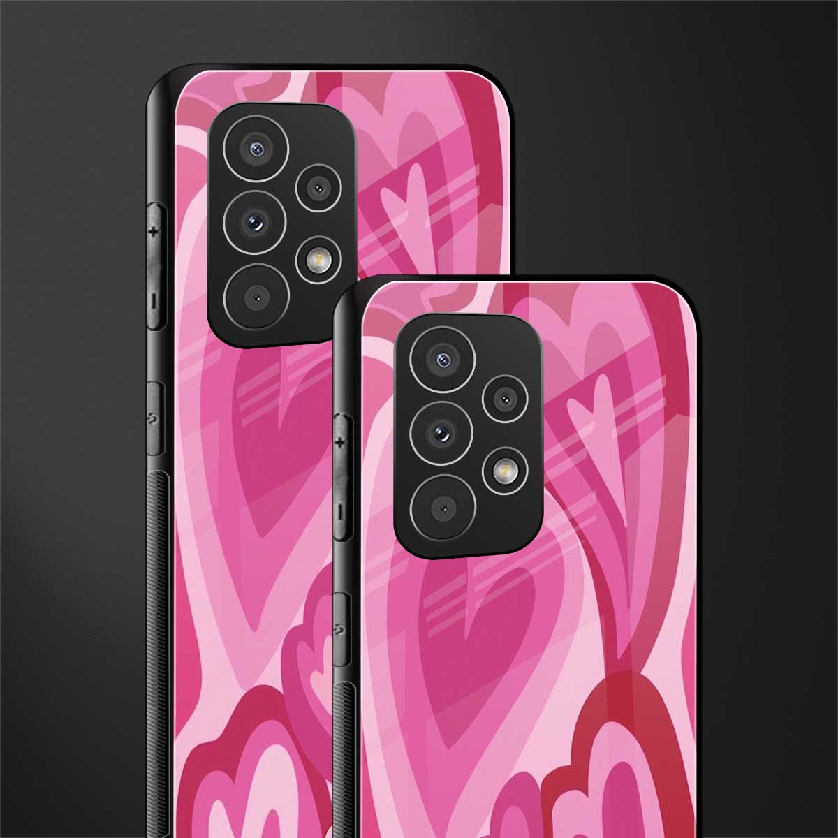 y2k pink hearts back phone cover | glass case for samsung galaxy a73 5g
