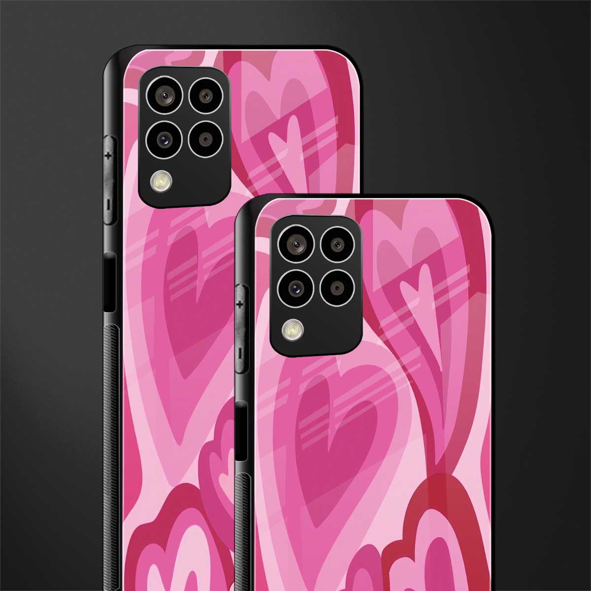 y2k pink hearts back phone cover | glass case for samsung galaxy m33 5g