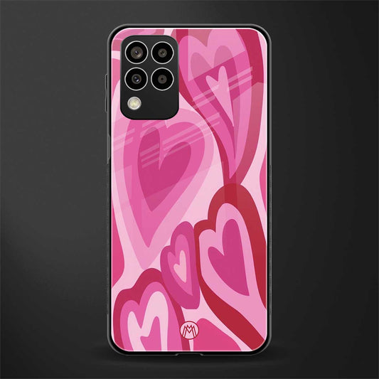 y2k pink hearts back phone cover | glass case for samsung galaxy m33 5g