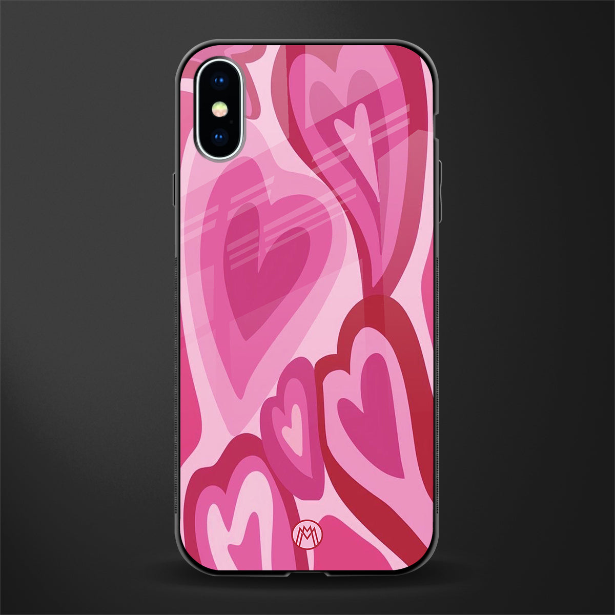 y2k pink hearts glass case for iphone x image