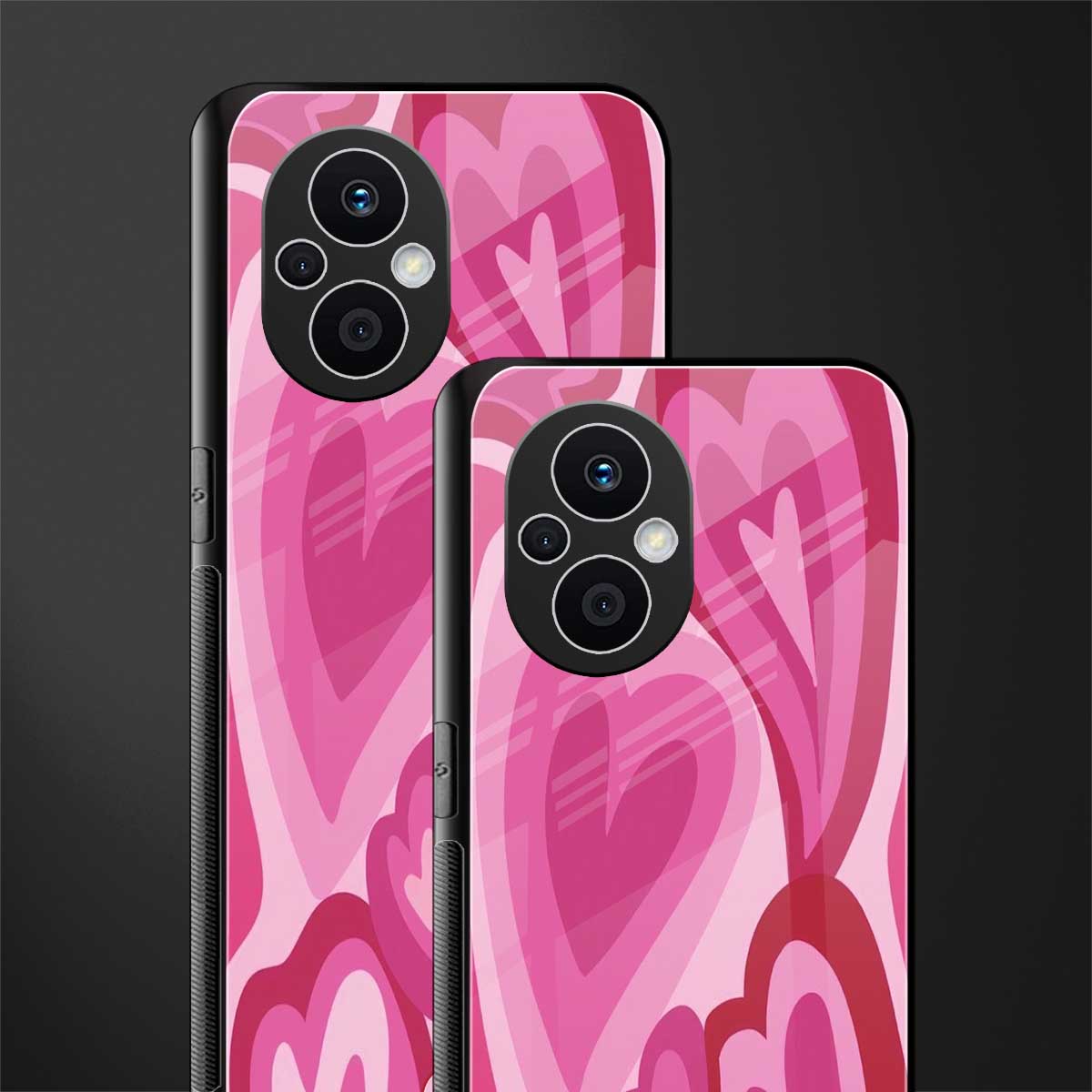 y2k pink hearts back phone cover | glass case for oppo f21 pro 5g