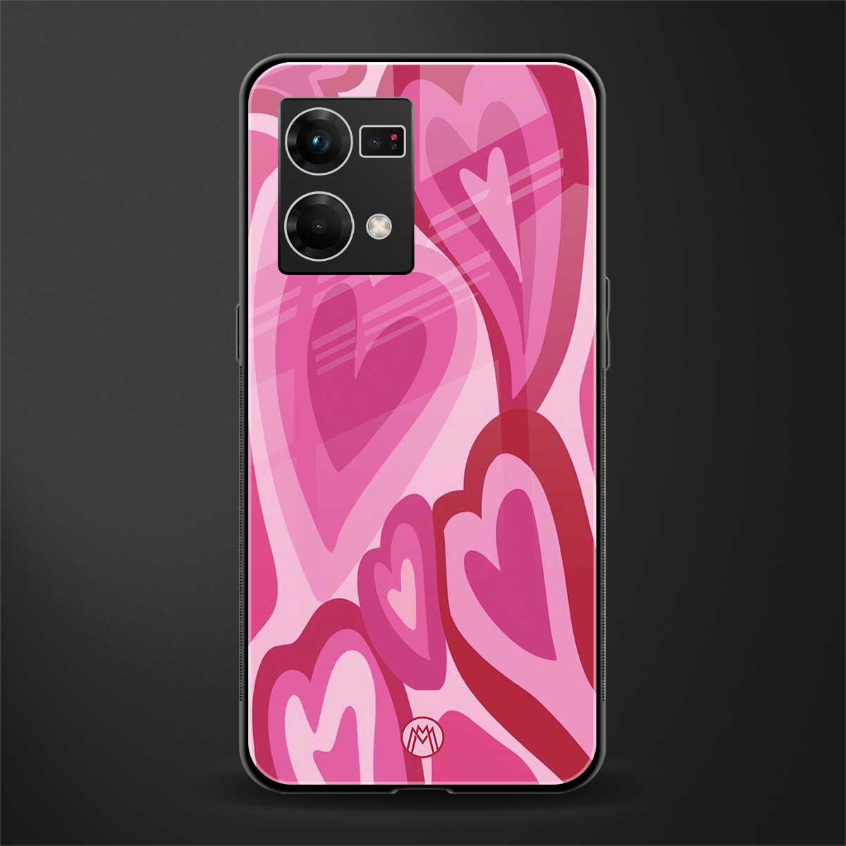 y2k pink hearts back phone cover | glass case for oppo f21 pro 4g