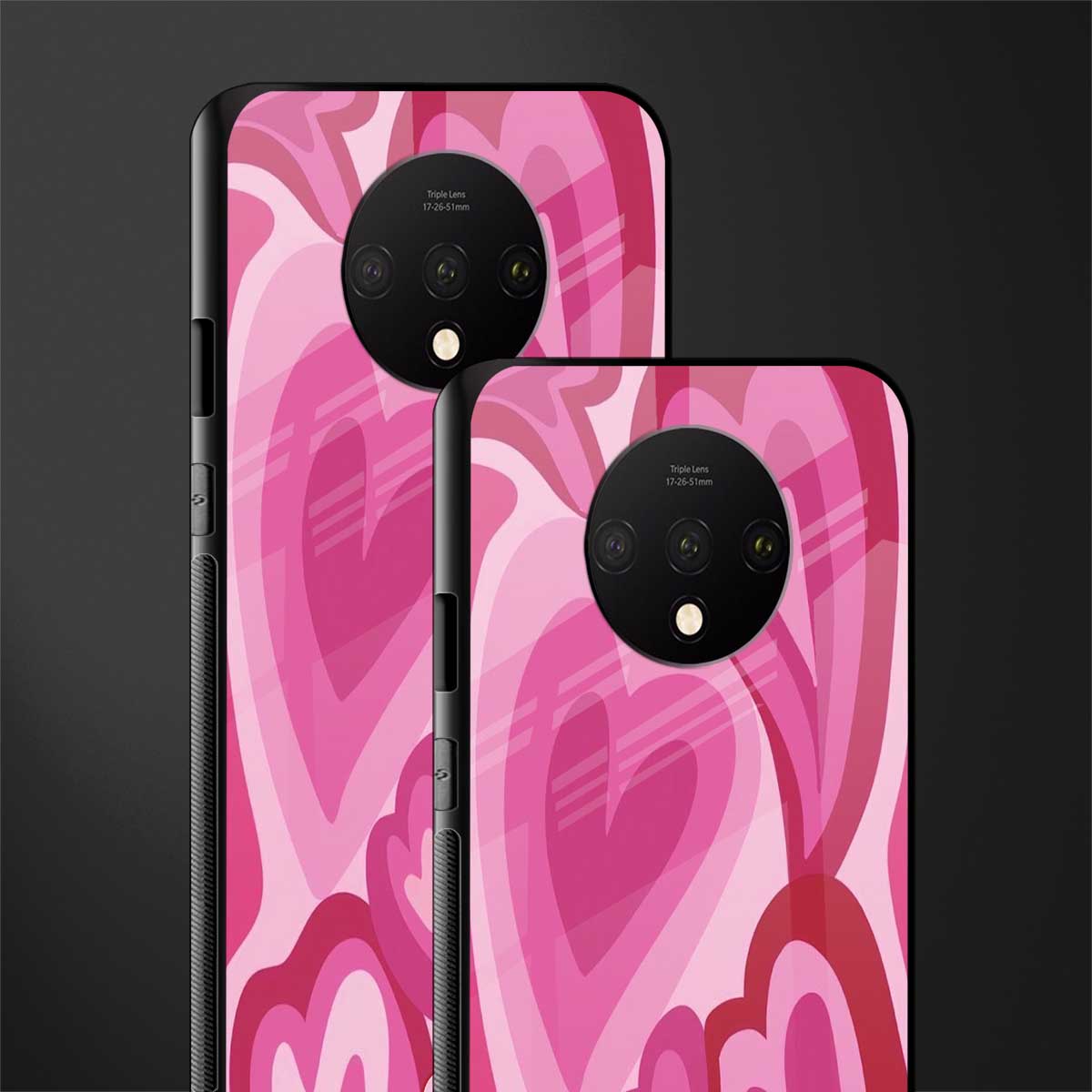 y2k pink hearts glass case for oneplus 7t image-2