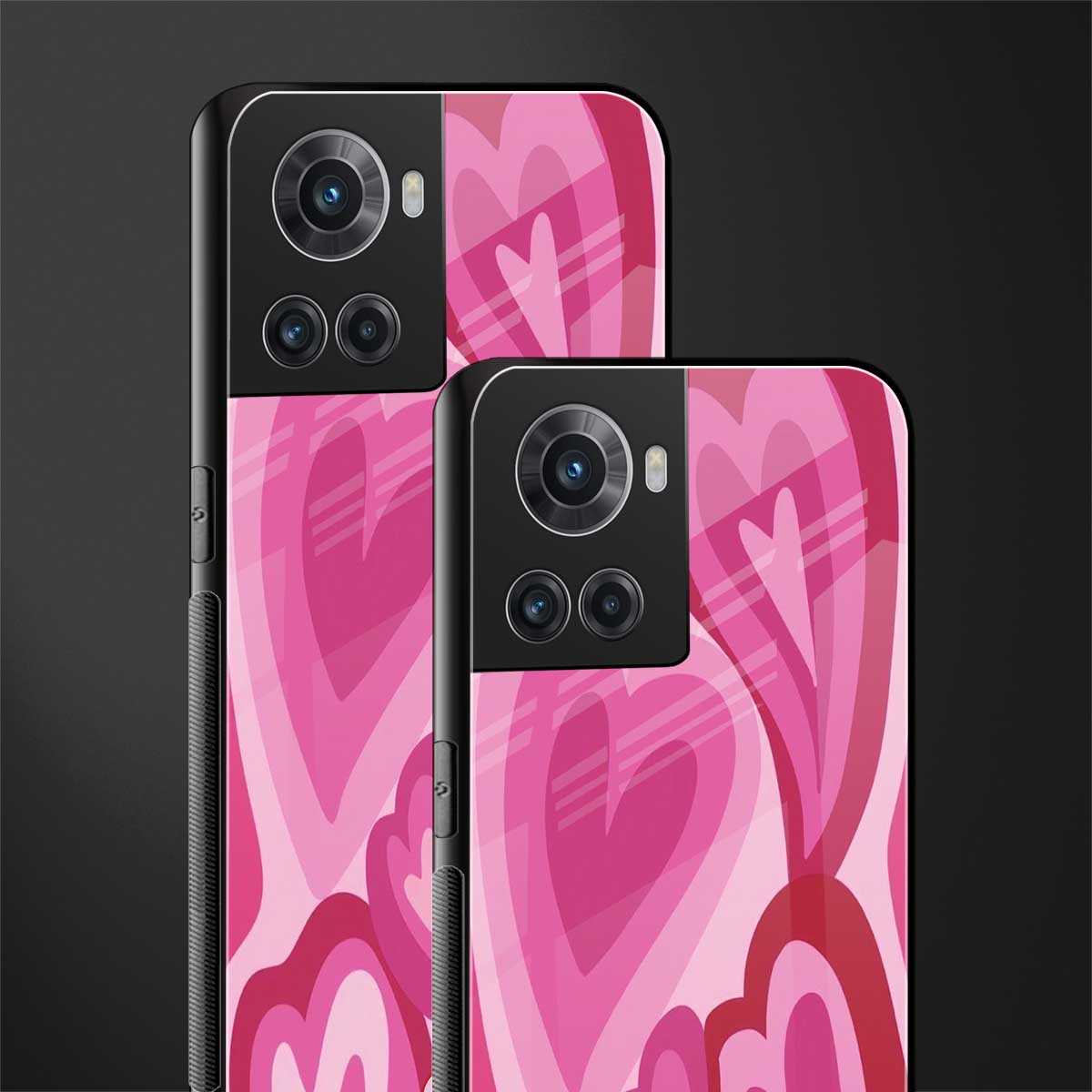 y2k pink hearts back phone cover | glass case for oneplus 10r 5g