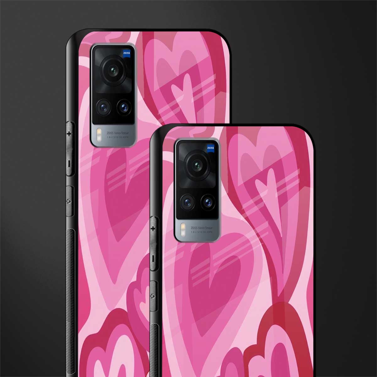 y2k pink hearts glass case for vivo x60 image-2