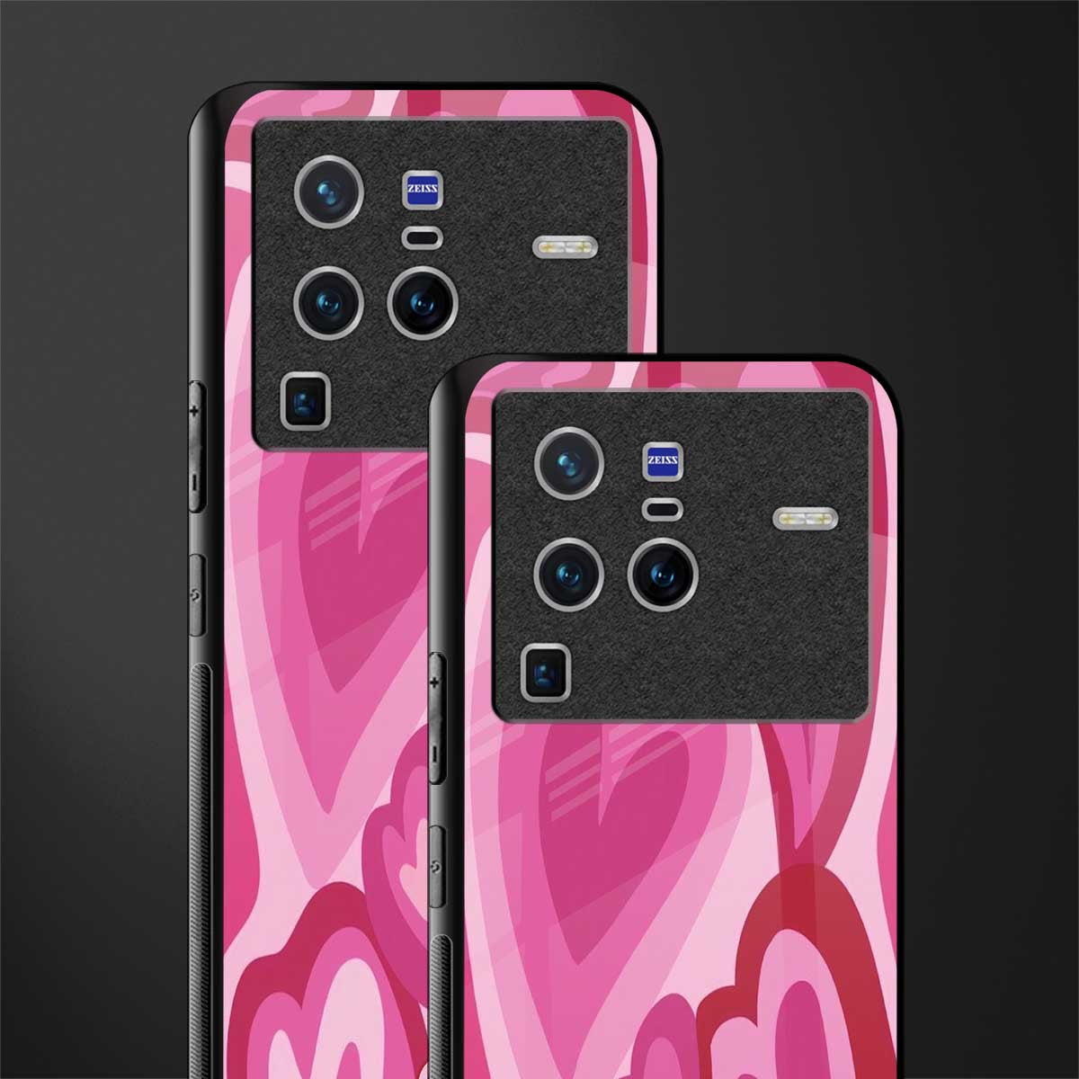 y2k pink hearts glass case for vivo x80 pro 5g image-2