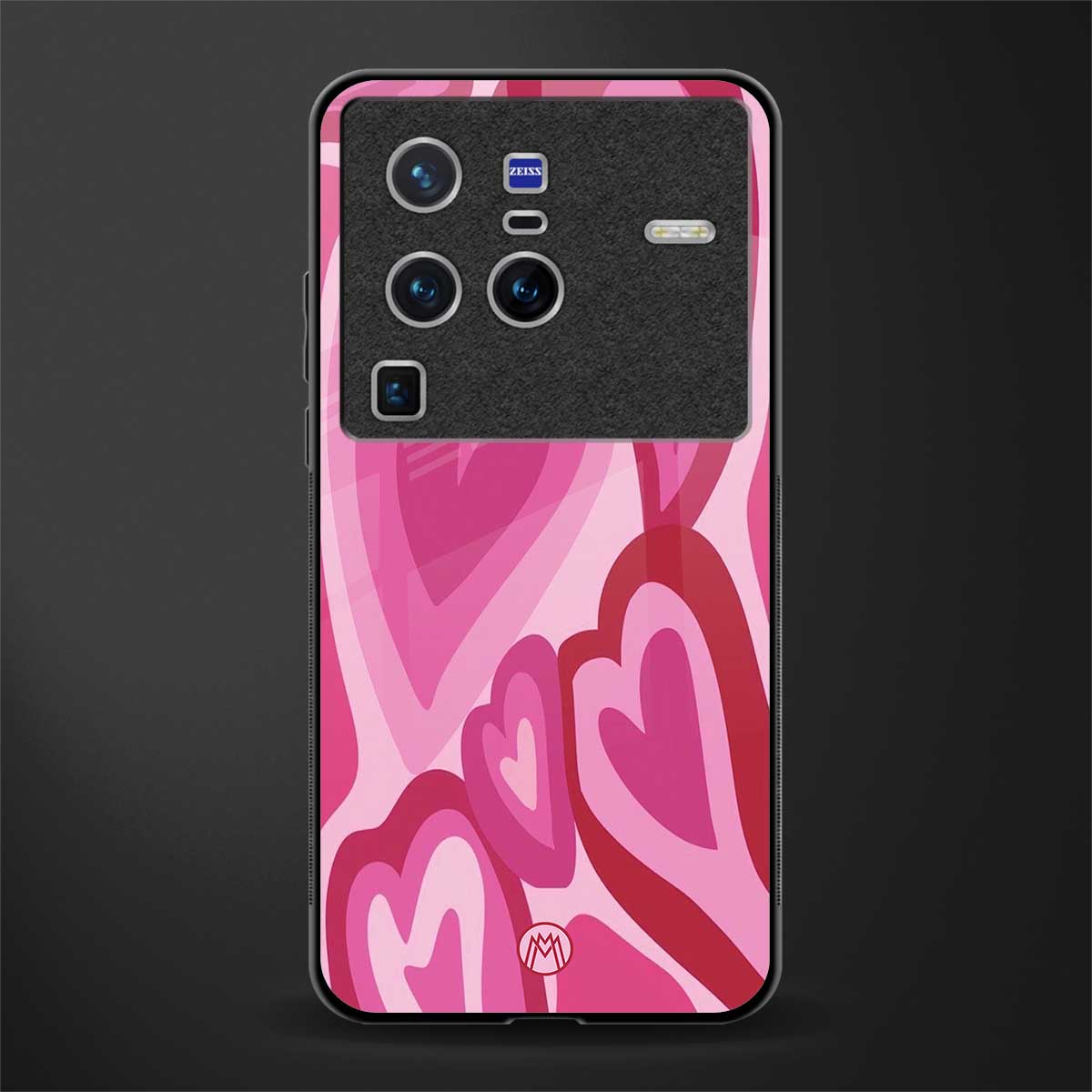 y2k pink hearts glass case for vivo x80 pro 5g image