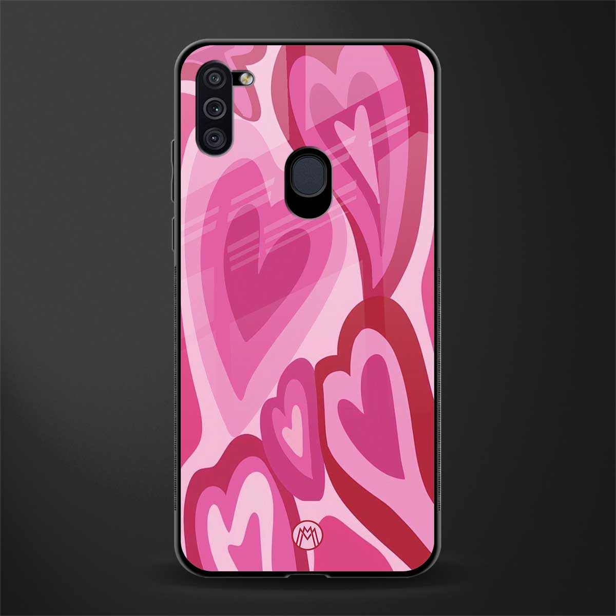 y2k pink hearts glass case for samsung galaxy m11 image