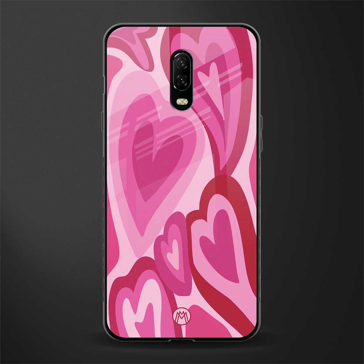 y2k pink hearts glass case for oneplus 6t image