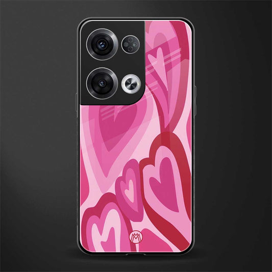 y2k pink hearts back phone cover | glass case for oppo reno 8