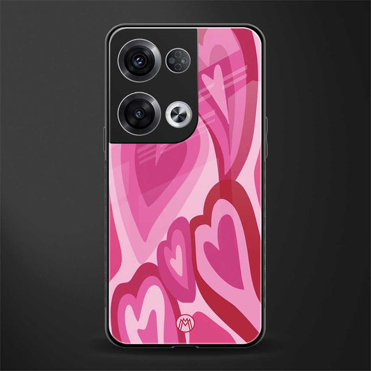 y2k pink hearts back phone cover | glass case for oppo reno 8 pro