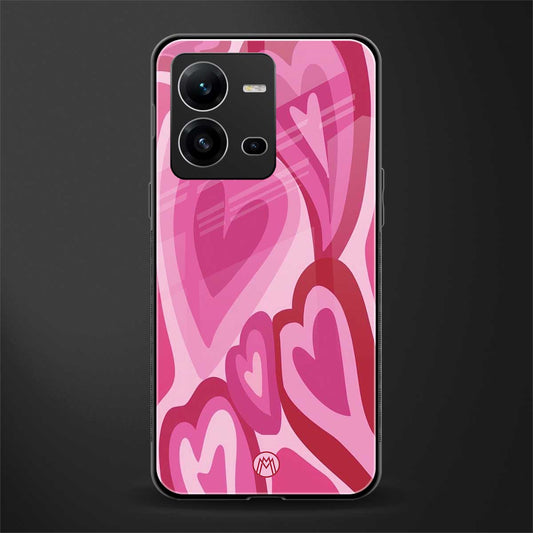 y2k pink hearts back phone cover | glass case for vivo v25-5g