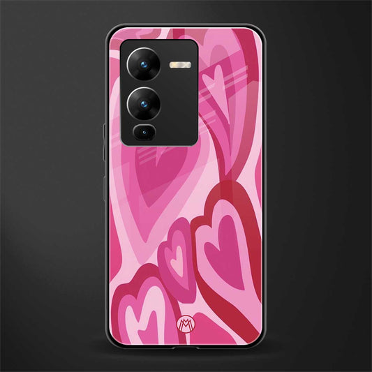 y2k pink hearts back phone cover | glass case for vivo v25 pro 5g