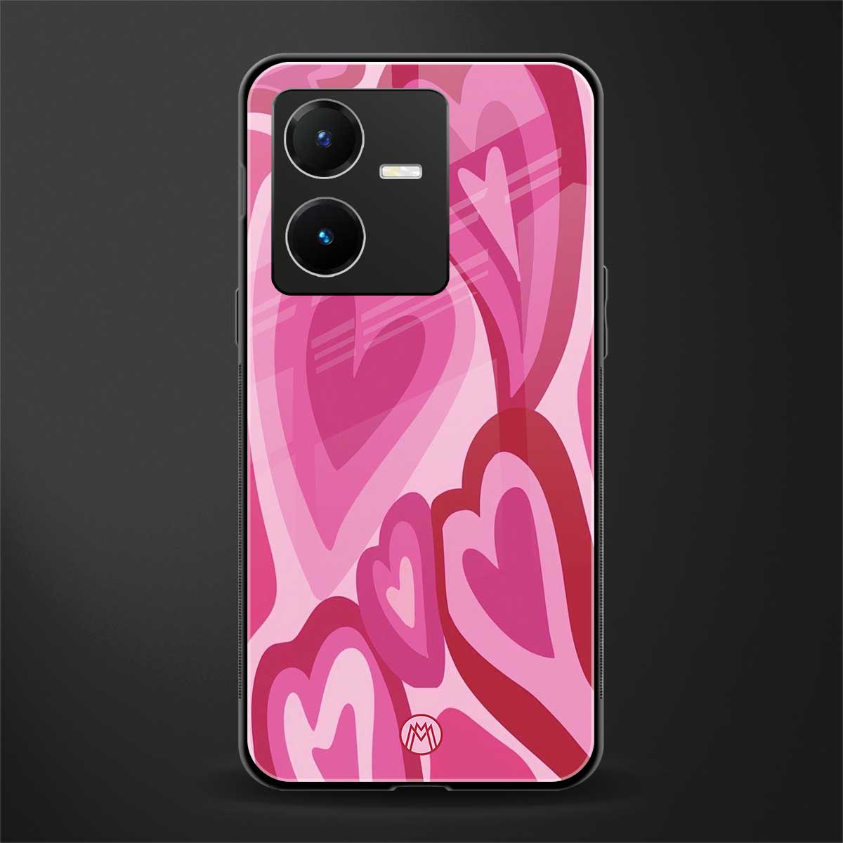 y2k pink hearts back phone cover | glass case for vivo y22