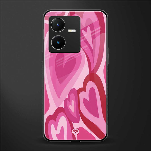 y2k pink hearts back phone cover | glass case for vivo y22